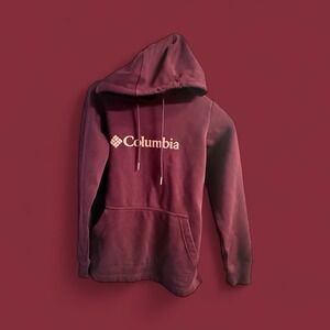 Columbia‎ Women's Burgundy Pullover Hoodie XS Logo Sweatshirt Outdoor